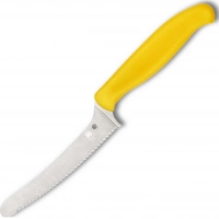 Универсальный кухонный нож Spyderco Z-Cut Serrated Offset Kitchen, сталь CTS™ — BD1 Alloy, рукоять желтый полипропилен купить в Набережных Челнах